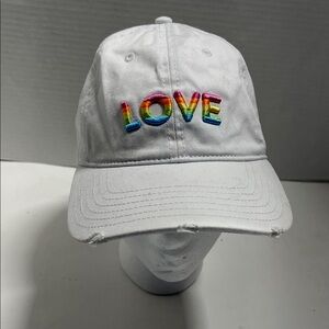 Aerie White Cap with Rainbow LOVE Embroidery